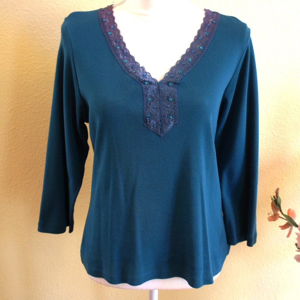 NWOT- BHS Green Teal Sequin Top